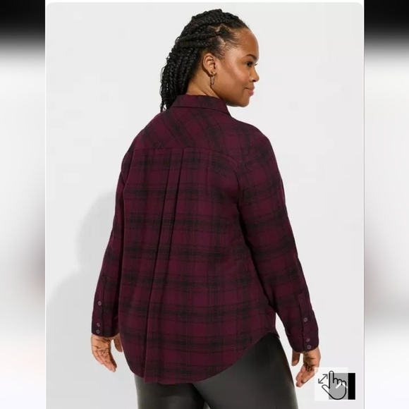 Torrid Womens Plus Size Purple and Black Button Down Plaid Shirt EUC 18-20 - Picture 2 of 10